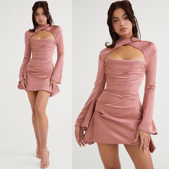 House of CB Dresses & Skirts - House‎ of CB Toira Satin Corset Rose Pink Flare Mini Dress NWOT size XS